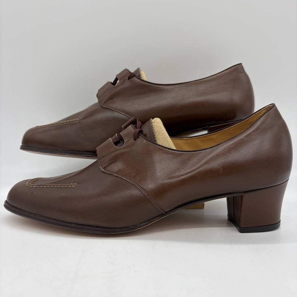 Vtg FSP Shoes Musebeck Womens 9 E/C Oxford Pumps Comfort Flex Brown Leather USA - Picture 1 of 13